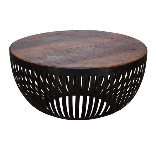 salontafel NISHA 70x33x70 cm hout / metaal salontafel van industriÃ«le installaties | Salontafel met draadmand | Salontafel met metalen frame | Clubtafel Lounge-tafel | Ontwerp Stubentisch rond