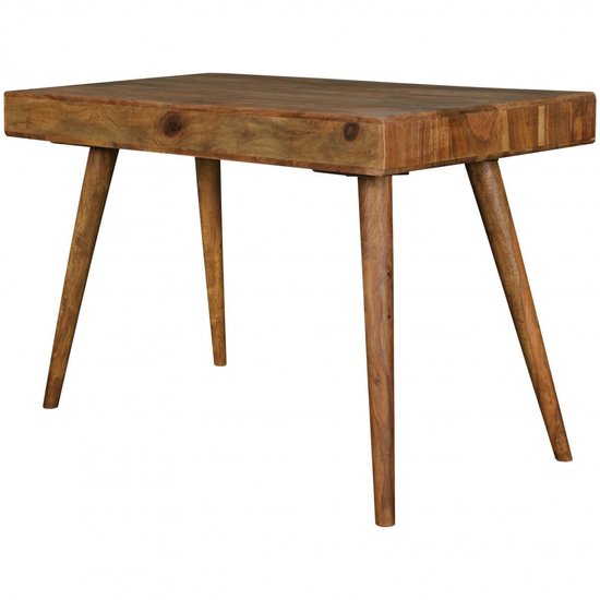 bureau REPA wit 120 x 60 x 75 cm massief houten laptop tafel Sheesham Nature | Landelijke stijl werktafel met 1 lade | Kantoor tafel Pc-tafel