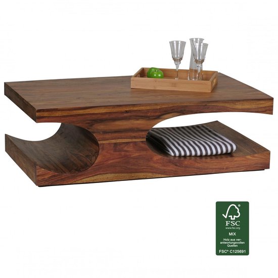 salontafel massief hout Sheesham 118 cm brede eettafel ontwerp donkerbruin landelijke stijl tafel