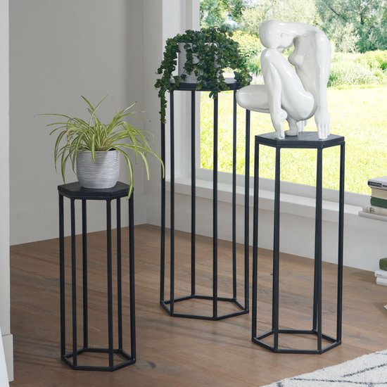 Sky Style - Mango massief houten bloementafel set van 3 nesttafel