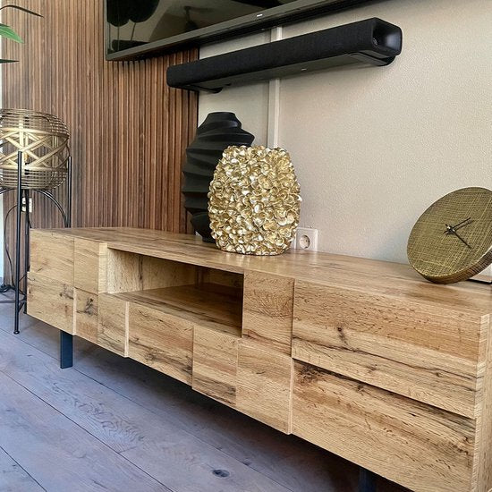 lowboard hout eiken decor 160x46x43 cm TV-dressoir met 2 deuren | Design TV meubel hoog | TV meubel TV meubel modern | TV dressoir woonkamer