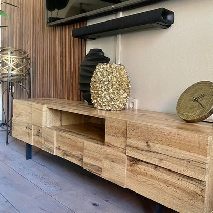lowboard hout eiken decor 160x46x43 cm TV-dressoir met 2 deuren | Design TV meubel hoog | TV meubel TV meubel modern | TV dressoir woonkamer