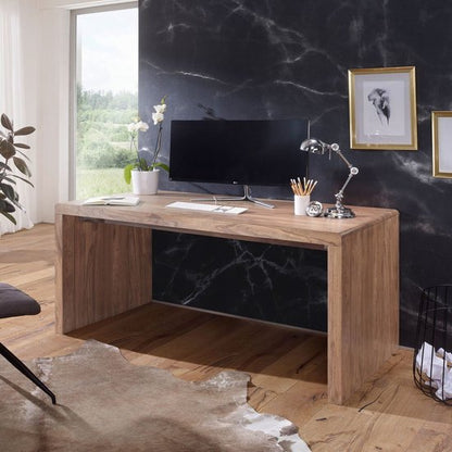 BOHA massief houten acacia-computertafel 140 cm breed echt houten design archief kantoor tafel landelijke stijl