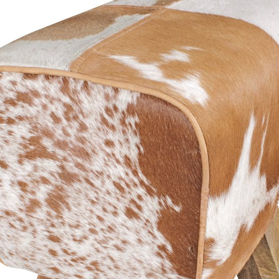 Turn Bock kruk geitenleer Brown / White 40 x 30 x 47 cm | Draai kruk kruk leer kruk | Extra kruk leren poef