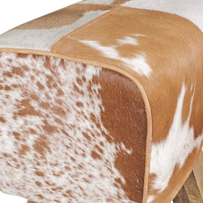 Turn Bock kruk geitenleer Brown / White 40 x 30 x 47 cm | Draai kruk kruk leer kruk | Extra kruk leren poef