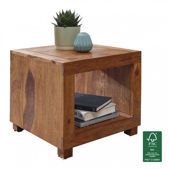 coffee table solid wood Sheesham 50 cm wide coffee table design dark brown country style table