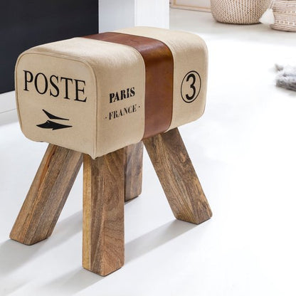 Ontwerp Turn Bock kruk CANVAS Brown 40 x 30 x 47 cm | Draai kruk kruk leer kruk | Extra kruk leren poef