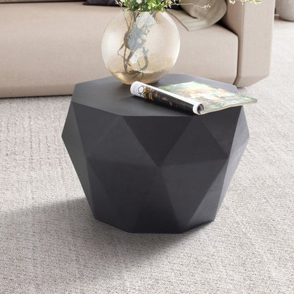 Salontafel 65x65x38 cm mango massief hout zwarte salontafel achthoekig | Design woonkamertafel, salontafel, massief ruitvorm Klein tafeltje bijzettafel woonkamer modern