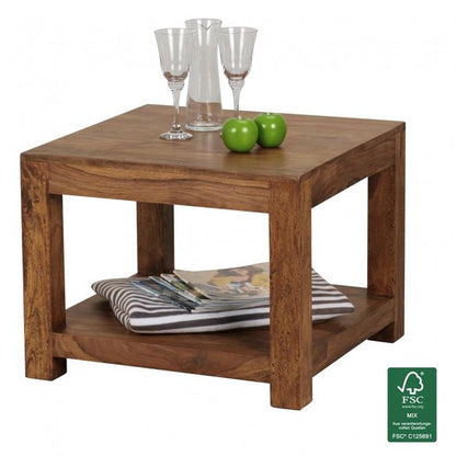 coffee table MUMBAI solid wood Sheesham 60 x 60 cm coffee table design dark brown country style side table