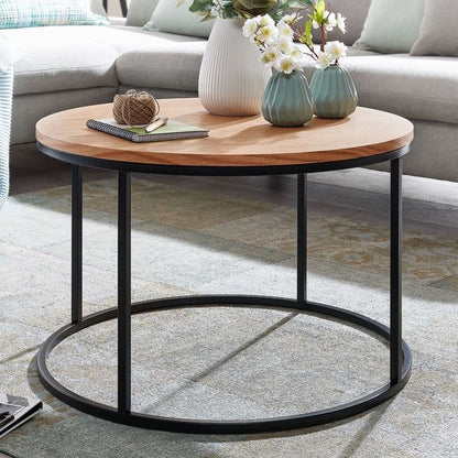 salontafel 70x70x45 cm salontafel hout / metaal woonkamertafel eiken | Design kamertafel modern rond | Houten tafel salontafel | Tafel woonkamer