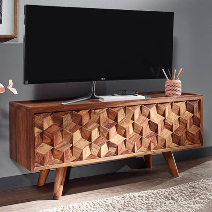 HiFi Lowboard Massief Sheesham-Hout TV-Dressoir 92x44x35 cm met Vouwdeur | TV-Meubel Hoog | TV-Tafel TV-Bord Woonkamer Modern