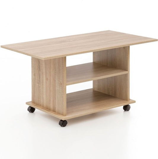 Design salontafel WL5.739 95 x 51 x 54,5 cm Sonoma Draaibaar met wielen | Salontafel Koffietafel | Salontafel Salontafel | Salontafel met opbergruimte
