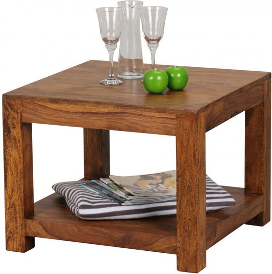 coffee table MUMBAI solid wood Sheesham 60 x 60 cm coffee table design dark brown country style side table