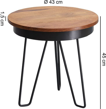 Bijzettafel Sheesham- 43cm x45cm Industrieel