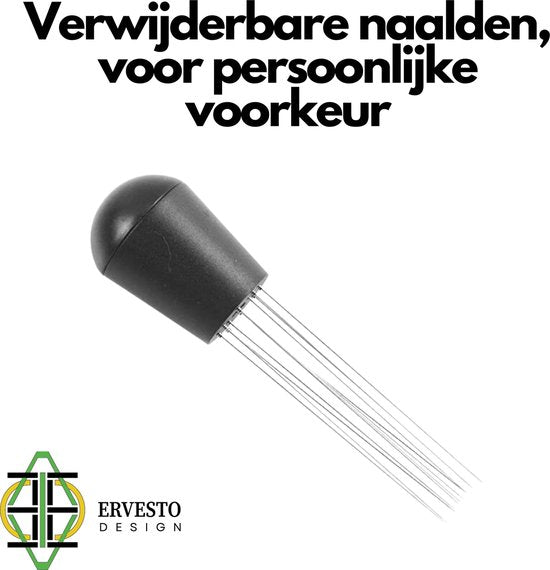 Ervesto® WDT tool met 12 naalden - Zwart - Espresso distributie tool - Weiss Distribution Technique - WDT Distribution tool - koffie verdeler