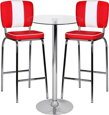 Sky Style - Zamora II Bartafel- Sta tafel- Zilver - Veiligheidsglas tafelblad