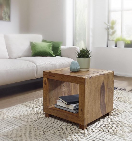 coffee table solid wood Sheesham 50 cm wide coffee table design dark brown country style table
