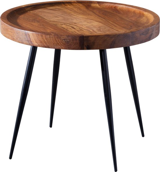 Bijzettafel salontafel sheesham hout metalen salontafel woonkamer tafel