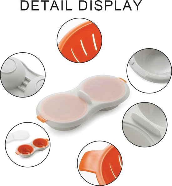 Eierkoker voor in de Magnetron - Gepocheerde Ei Maker - Eipocheerder - Eierkoker - Oranje - Pasen