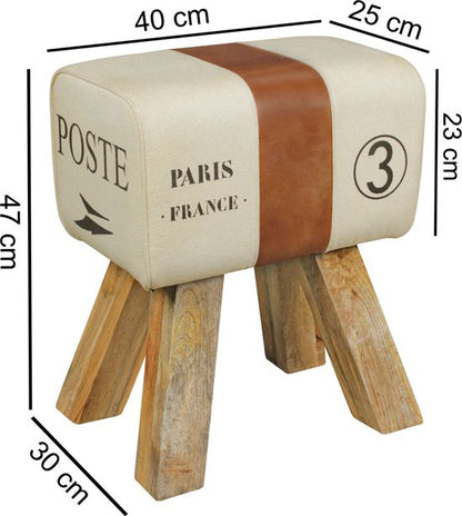 Ontwerp Turn Bock kruk CANVAS Brown 40 x 30 x 47 cm | Draai kruk kruk leer kruk | Extra kruk leren poef