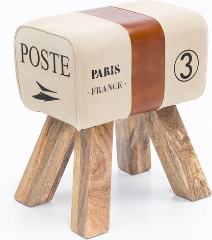 Ontwerp Turn Bock kruk CANVAS Brown 40 x 30 x 47 cm | Draai kruk kruk leer kruk | Extra kruk leren poef