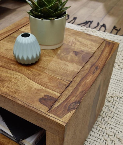 coffee table solid wood Sheesham 50 cm wide coffee table design dark brown country style table