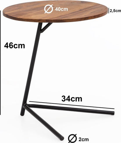 Bijzettafel salontafel sheesham hout metalen bank tafel woonkamer tafel