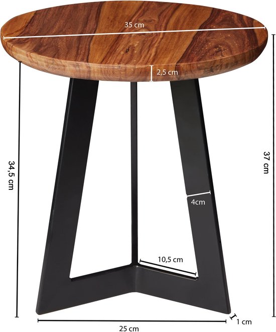 Bijzettafel Sheesham Hout Metalen Industriële bijzettafel