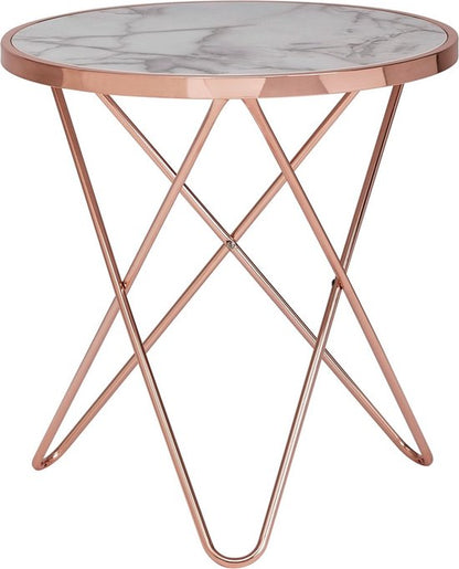 Sky Style Marmer Copper Bijzettafel White