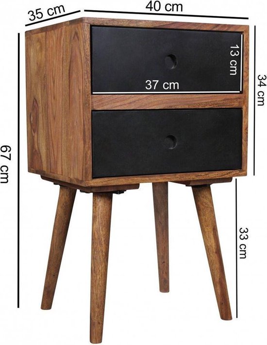 Sky Style Repa Nachtkastje met Lades Bruin/Zwart