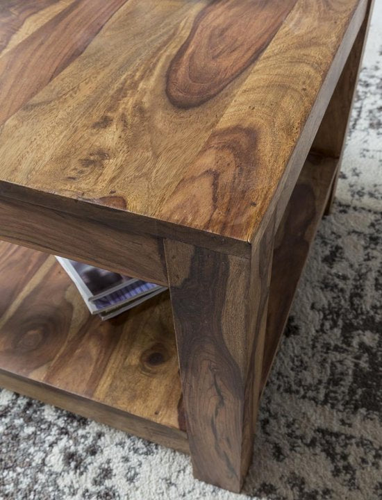 coffee table MUMBAI solid wood Sheesham 60 x 60 cm coffee table design dark brown country style side table