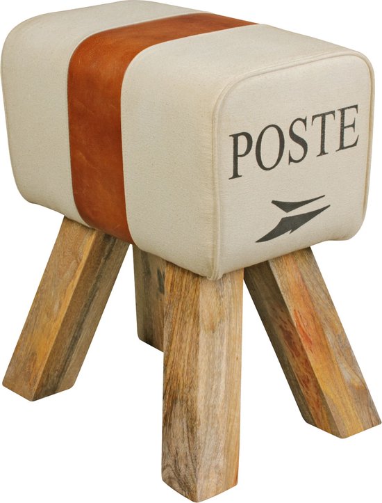 Ontwerp Turn Bock kruk CANVAS Brown 40 x 30 x 47 cm | Draai kruk kruk leer kruk | Extra kruk leren poef