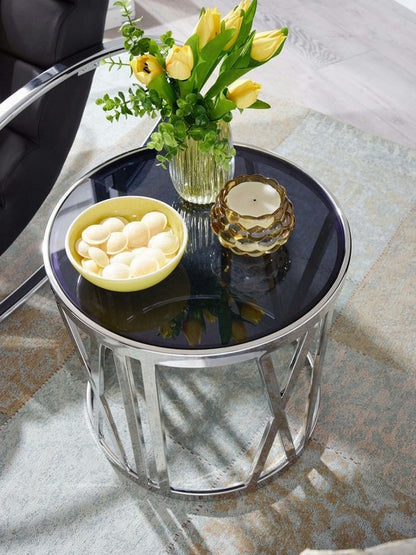Sky Style Andora Ronde Bijzettafel Glas / Zilver