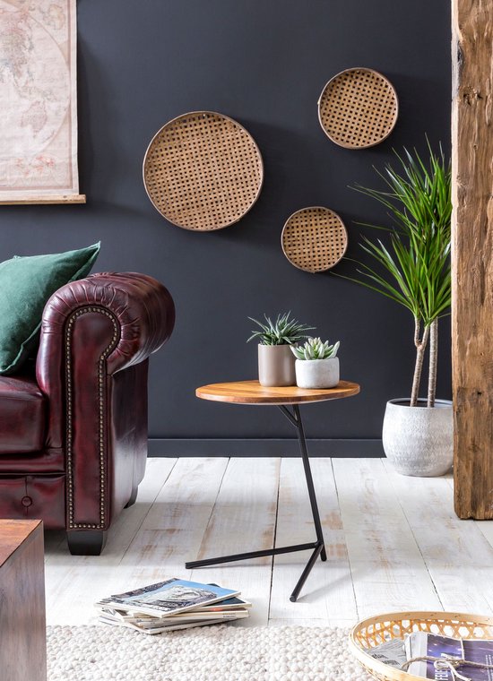 Bijzettafel salontafel sheesham hout metalen bank tafel woonkamer tafel