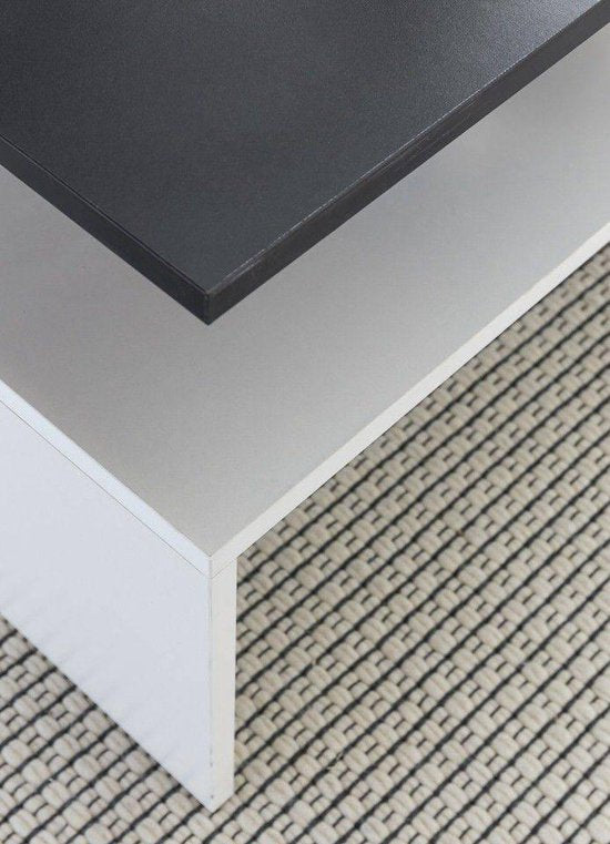 MURPHY 90 x 42 x 60 cm met plank hout zwart / wit | Design salon salontafel tweedelig met opbergruimte | Salontafel moderne salontafel | Loungetafel groot & lang
