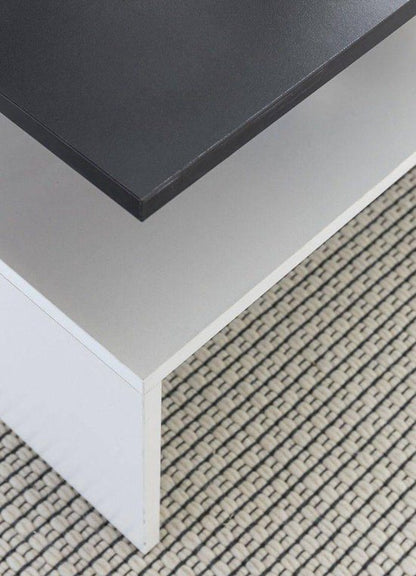 MURPHY 90 x 42 x 60 cm met plank hout zwart / wit | Design salon salontafel tweedelig met opbergruimte | Salontafel moderne salontafel | Loungetafel groot & lang