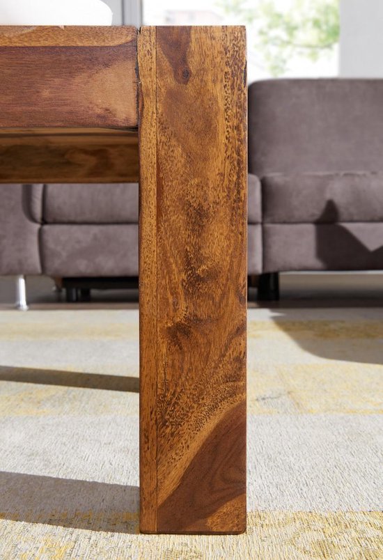 salontafel massief hout Sheesham 110cm breed salontafel ontwerp donkerbruin landelijke stijl tafel