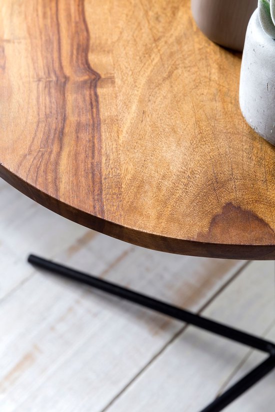 Bijzettafel salontafel sheesham hout metalen bank tafel woonkamer tafel