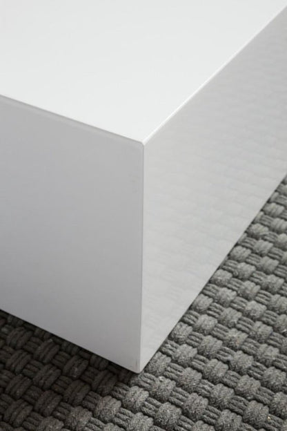 salontafel MONOBLOC 60 x 60 x 30 cm hoogglans MDF wit gelakt | Design woonkamertafel Cube vierkant | Lounge bijzettafel kubusvorm
