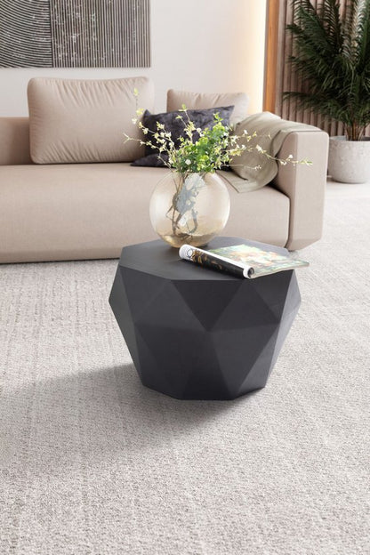 Salontafel 65x65x38 cm mango massief hout zwarte salontafel achthoekig | Design woonkamertafel, salontafel, massief ruitvorm Klein tafeltje bijzettafel woonkamer modern