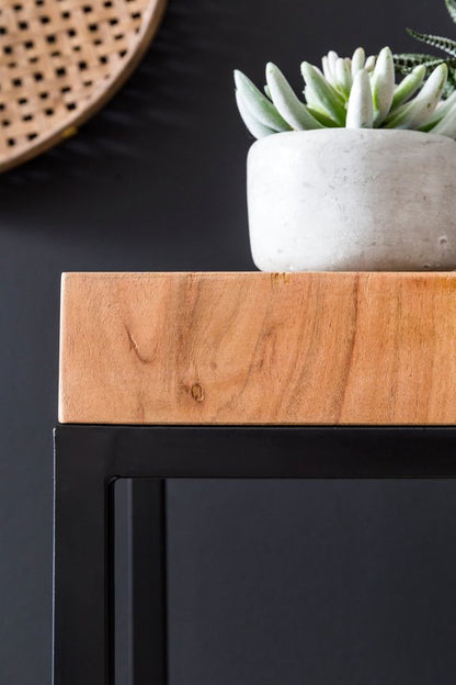 Massief houten tafel - hoge tafel - Hoge Bijzettafel - Industrieel