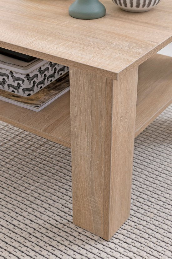 salontafel WL5.833 Sonoma eiken 60x42x60 cm Design houten tafel met plank | Salontafel Koffietafel | Salontafel Salontafel | Salontafel Stubentisch met opbergruimte | Woonkamer met tafel