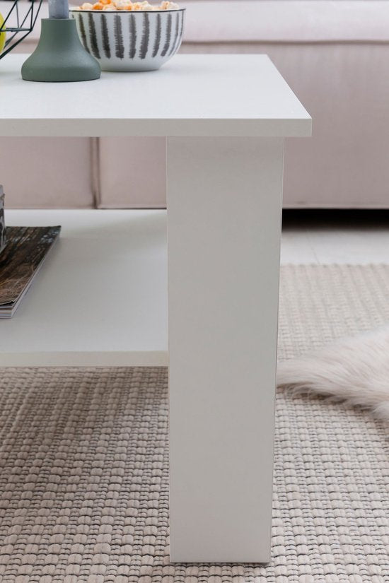 salontafel WL5.834 Wit 60x42x60 cm Design houten tafel met plank | Salontafel Koffietafel | Salontafel Salontafel | Salontafel Stubentisch met opbergruimte | Woonkamer met tafel