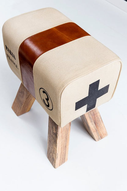 Ontwerp Turn Bock kruk CANVAS Brown 40 x 30 x 47 cm | Draai kruk kruk leer kruk | Extra kruk leren poef