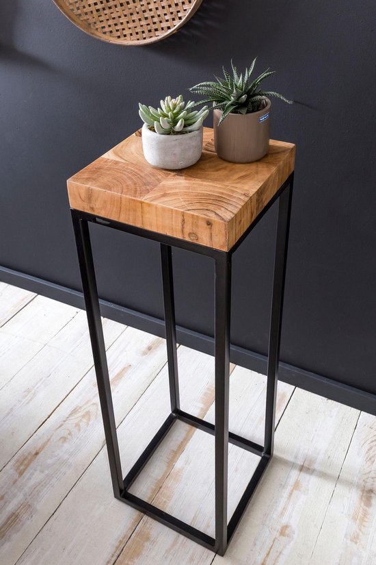 Massief houten tafel - hoge tafel - Hoge Bijzettafel - Industrieel