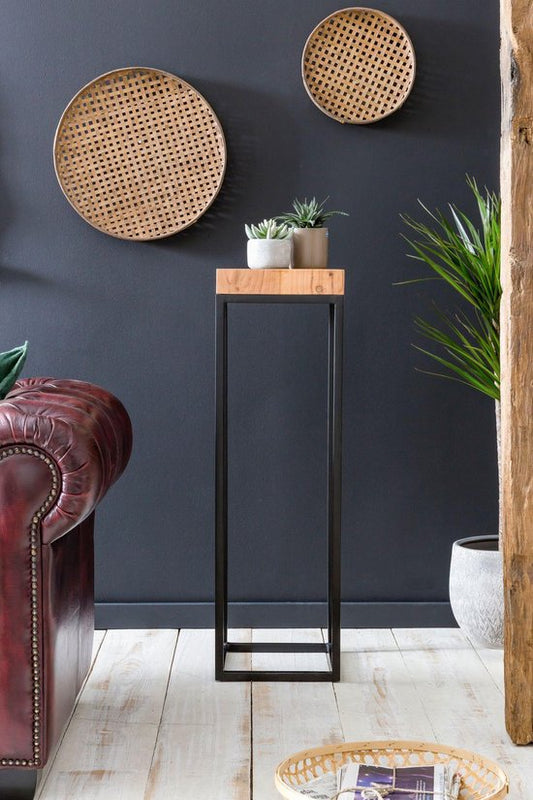 Massief houten tafel - hoge tafel - Hoge Bijzettafel - Industrieel