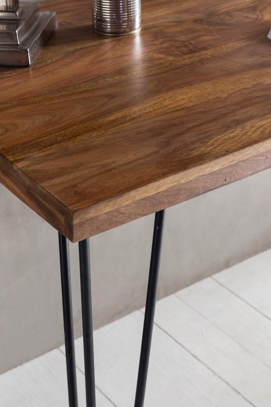 bureau Bagli bruin 130 x 60 x 76 cm massief houten laptop tafel Sheesham Nature | Landelijke stijl werktafel met plank | Kantoor tafel Pc-tafel