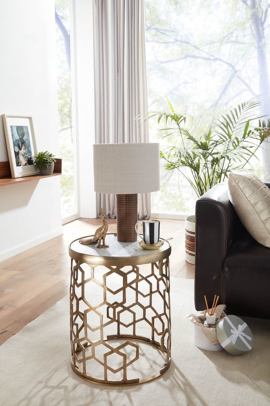 Sky Style Tule Ronde Bijzettafel Marmer / Goud