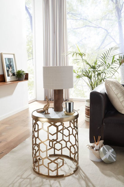 Sky Style Tule Ronde Bijzettafel Marmer / Goud