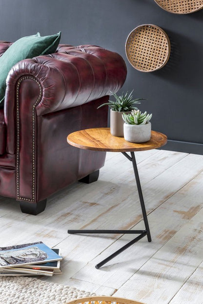 Bijzettafel salontafel sheesham hout metalen bank tafel woonkamer tafel